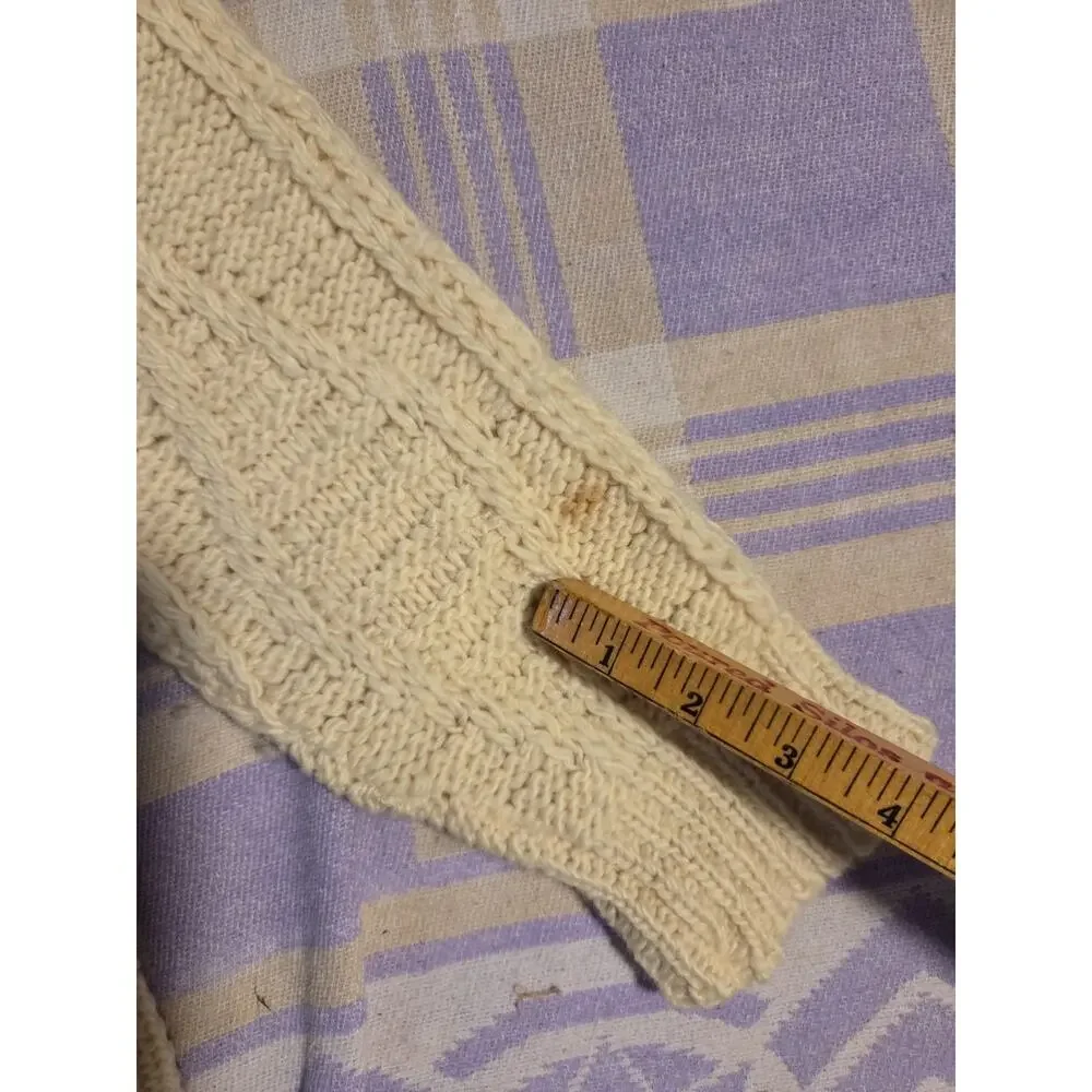 Vintage Pendleton Mens Cream Wool Cable Knit Shawl Collar Cardigan Sweater L USA